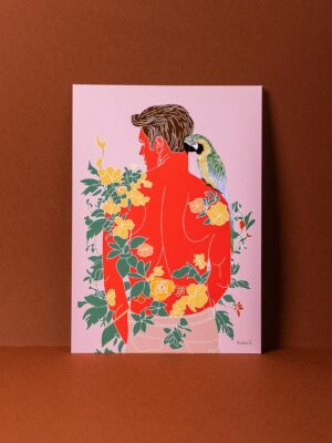 Affiche perroquet rose