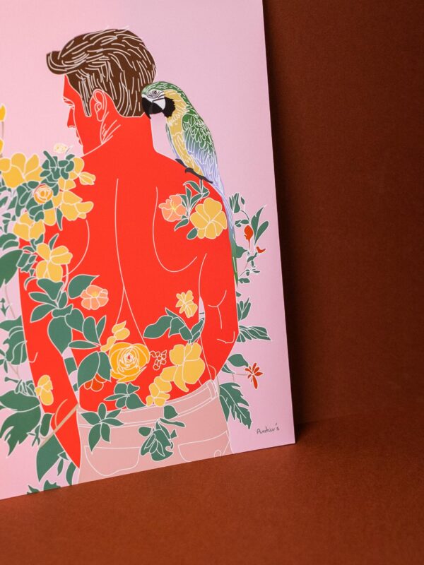 Affiche perroquet rose