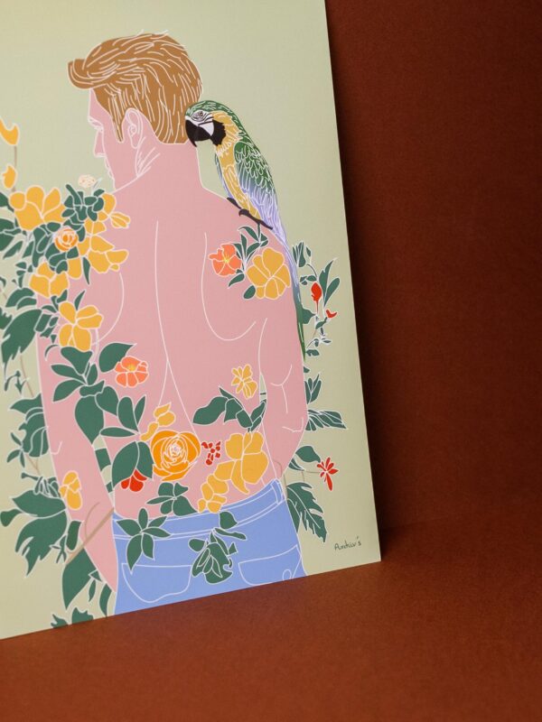 Affiche perroquet vert