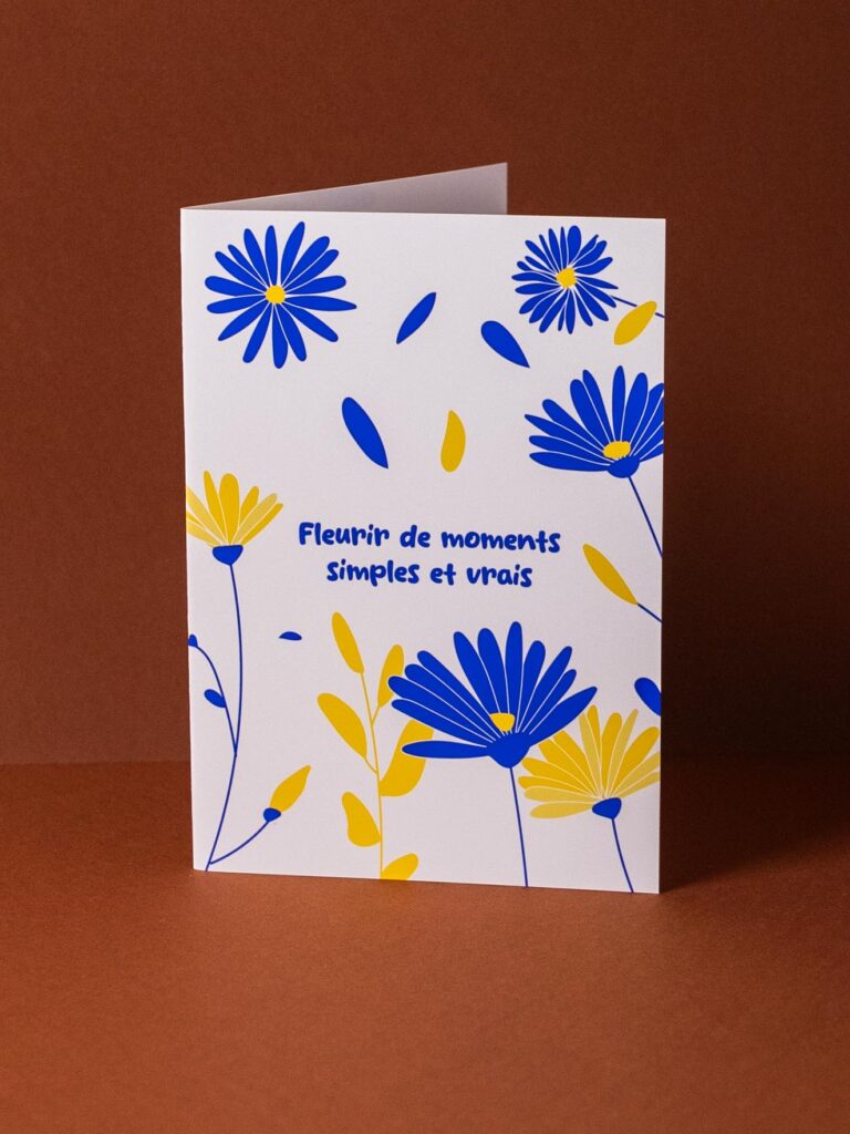 Carte à offrir - Fleurs (version bleue)