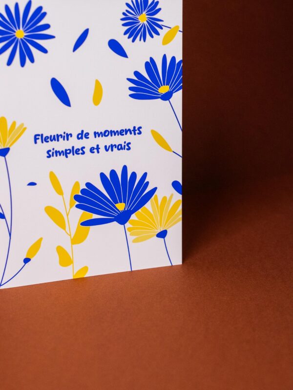Carte à offrir - Fleurs (version bleue)
